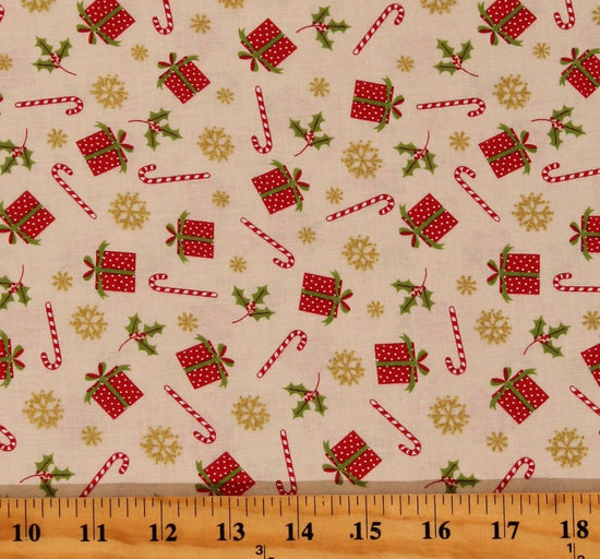 Foust Textiles Holly Jolly Presents & Candy Canes
