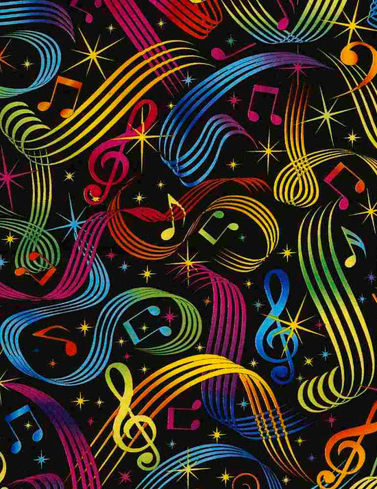 Timeless Treasures Music Multi Bright Music Note Rock On
