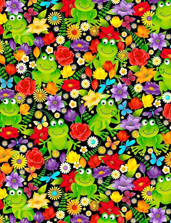 TIMELESS TREASURES - SMILING CUTE FROGS IN GARDEN