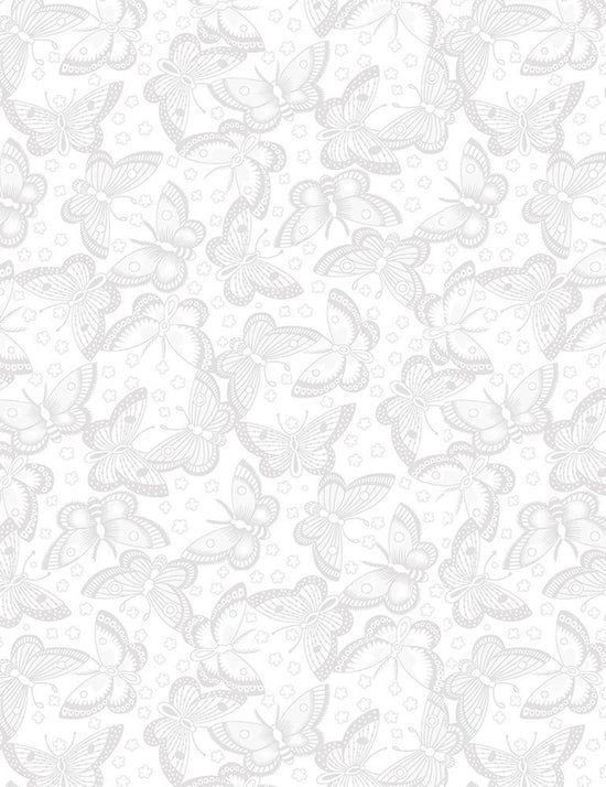 Timeless Treasures Hue White Butterfly