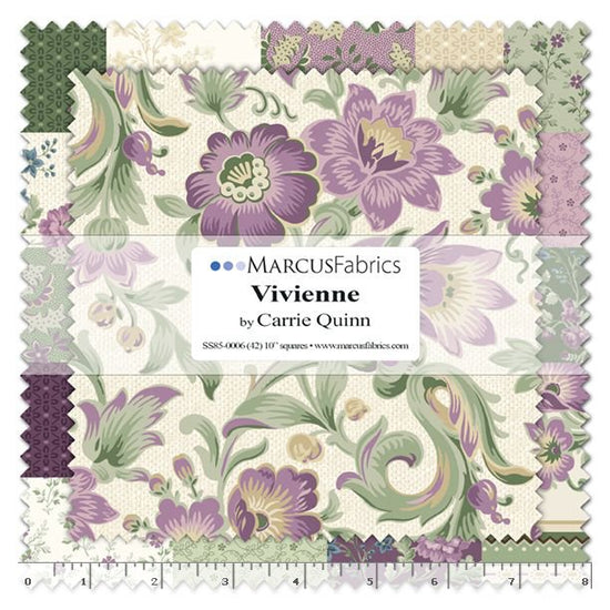 MARCUS FABRICS VIVIENNE LAYER CAKES BY CARRIE QUINN (42 10 INCH SQUARES)