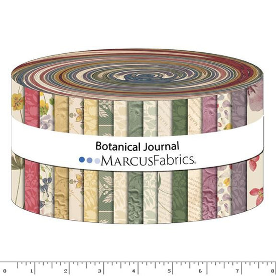 MARCUS FABRICS BOTANICAL JOURNAL JELLY ROLL BY SMITHSONIAN INSTITUTION (40 2.5" STRIPS)