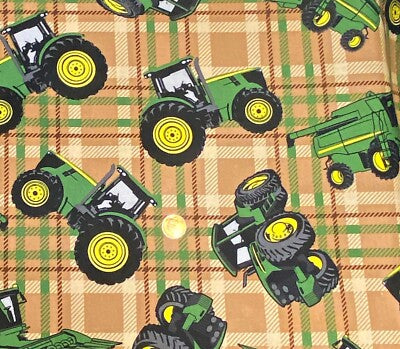 SPRINGS CREATIVE -TRACTORS ON PLAID