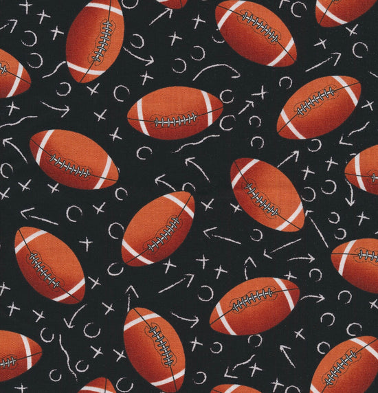 Timeless Treasures Black Tossed Footballs