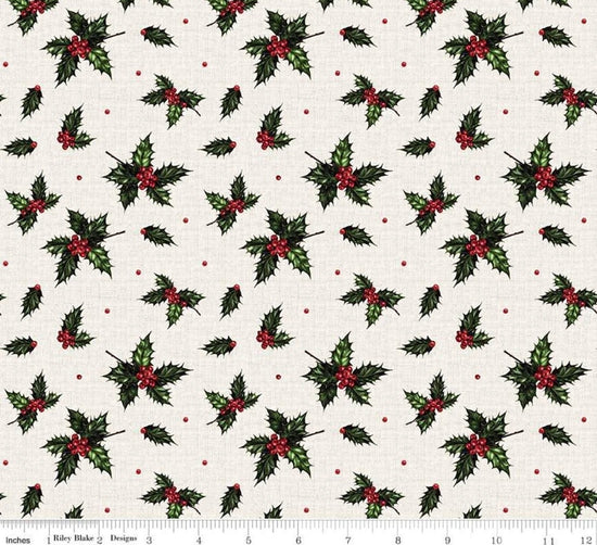 Riley Blake Christmas Memories Cream Holly
