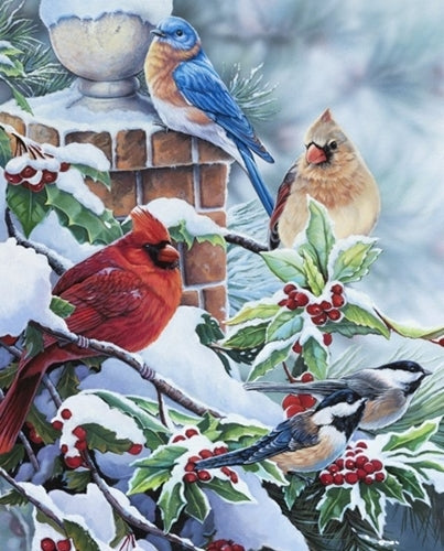 Songbirds and Holly Panel
