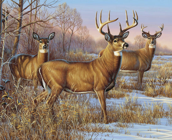 DAVID TEXTILES WHITETAILS IN THE SNOW PANEL