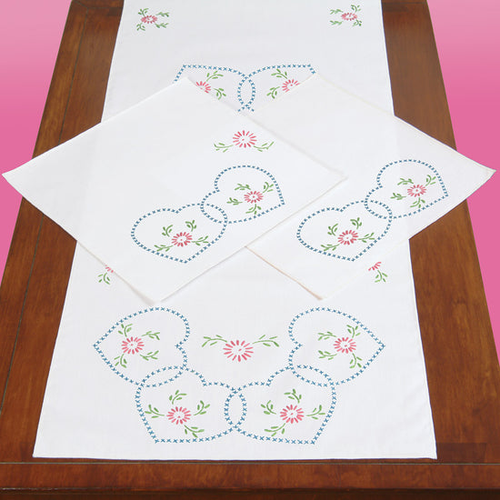 JACK DEMPSEY PERLE EDGE SCARF AND DOILY SETS