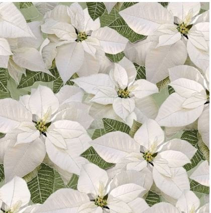 Timeless Treasures Holiday White Metallic Poinsettias