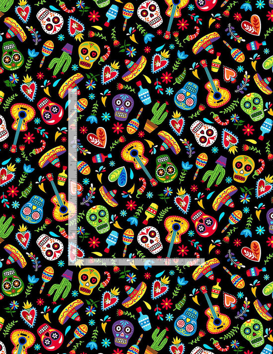 Timeless Treasures Black Mini Day of the Dead