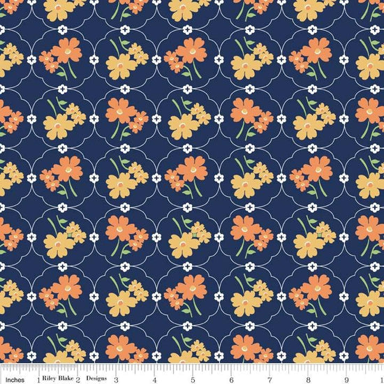 Riley Blake Vintage Happy  Floral Navy