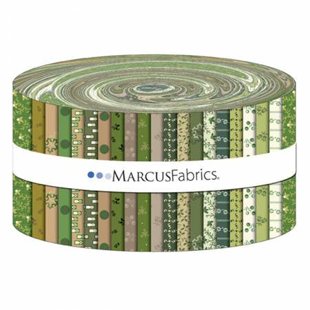 Marcus Fabrics Vintage Viridians Jelly Roll 2 1/2” Strips