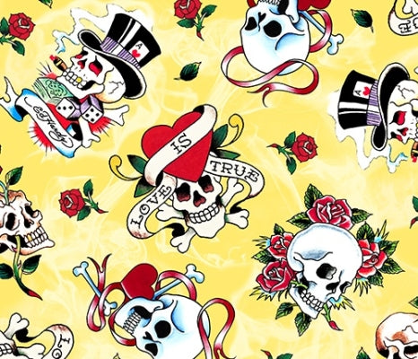 Quilting Treasure Love Is True Tossed Skulls