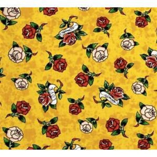 Quilting Treasure Love Is True Tossed Roses Yellow