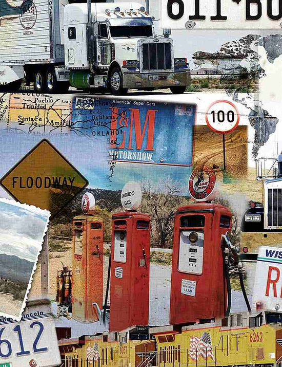 TIMELESS TREASURES ROUTE 66 COLLAGE PANEL