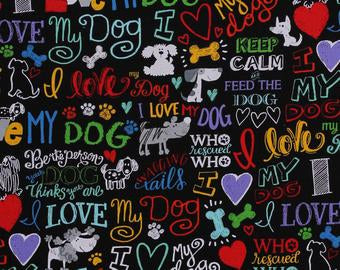 Timeless Treasures Pure Breed Dogs Multi Color Words