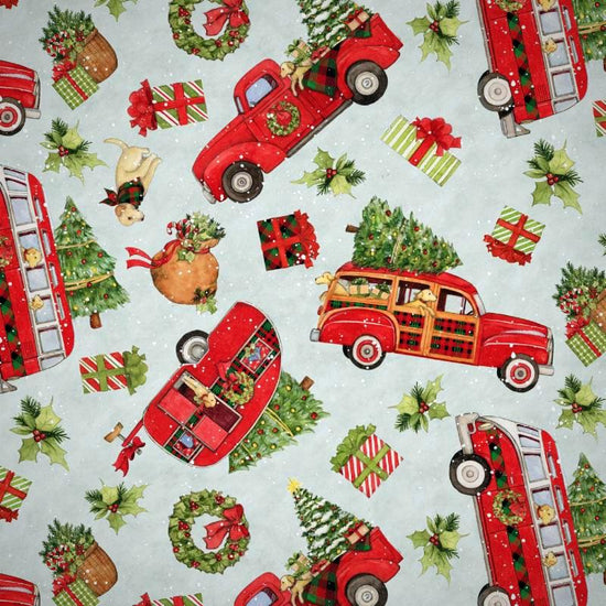 Timeless Treasures TRUCK COLLAGE COTTON ALL OVER PRINT