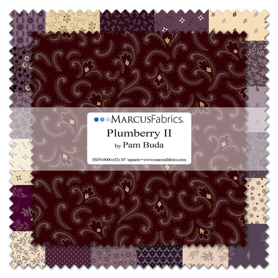 MARCUS FABRICS PLUMBERRY II BY PAM BUDA LAYER CAKES (42 10X10 SQUARES)