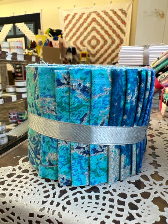 Fabric Editions Jelly Roll Turquoise Metallic