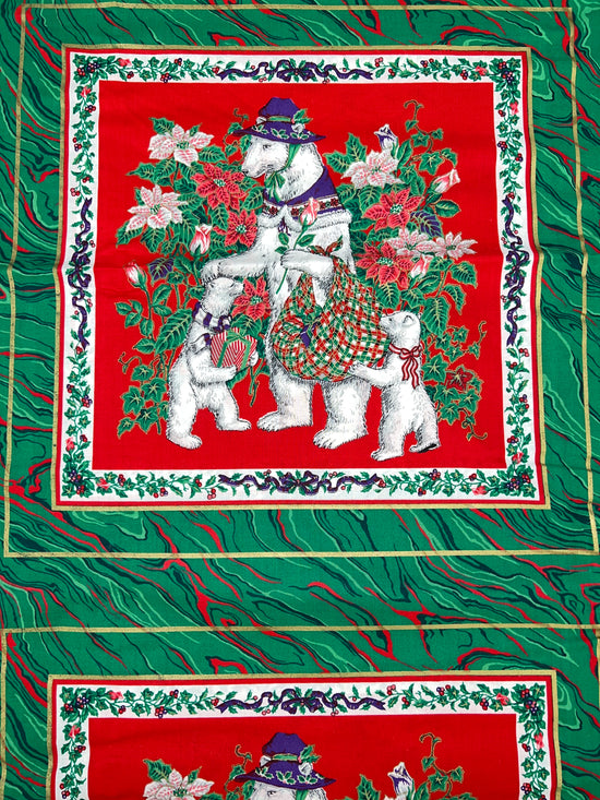 Textiles Inc Snow Bears & Poinsettias Pillow Panel