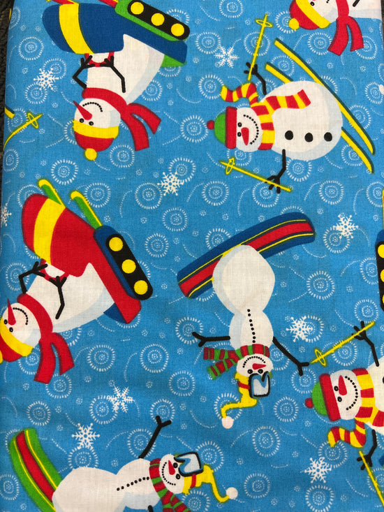 Foust Textiles Snowmen Skiing