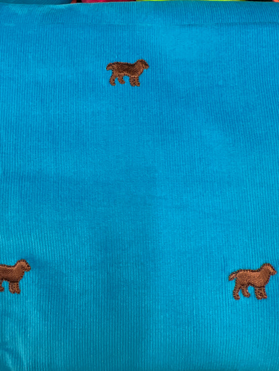 Foust Textile Corduroy Blue with Dogs