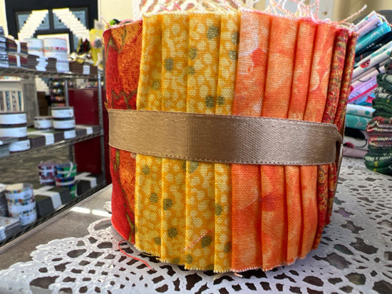 Fabric Editions Jelly Roll Orange/Yellow Metallic
